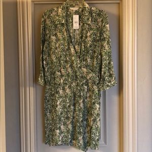 NWT Medium CAbi collar faux wrap dress